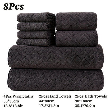 [High Quality Bath Towels] 8pcs Extra Large Bath Towels Set - High Quality 400GSM Microfiber Material - Including 4 Washcloths + 2 Hand Towels + 2 Bath Sheets Towels, Good Water Absorption, Beauty Makeup Accessories, Bathroom