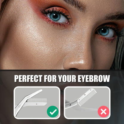 Eyebrow Trimmer Scissors with Comb Ladies Ladies Men Hair Removal Beauty Shaping Stainless Steel Eyebrow Makeup Remover Tool - Facial Care Gift for Mom