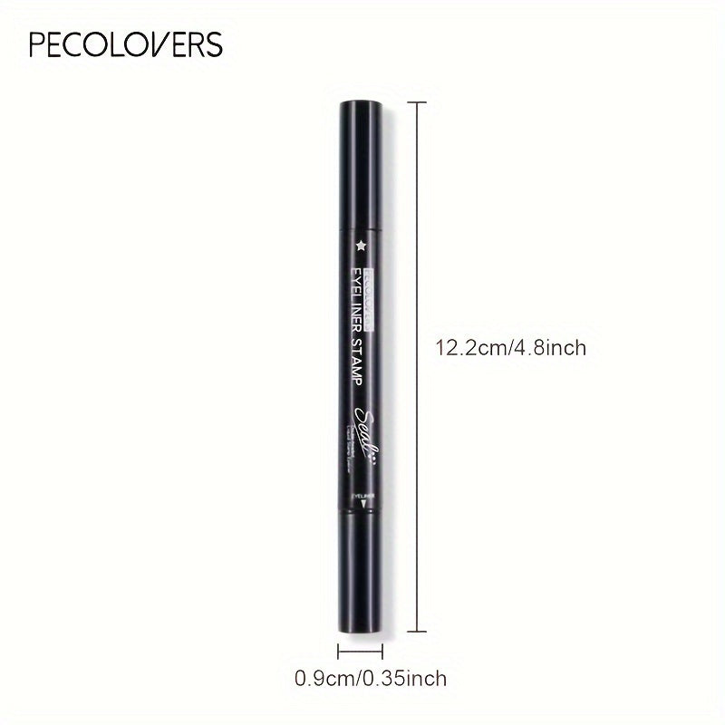 [Black Liquid Eyeliner] Black Liquid Eyeliner Pen | 2-in-1 Double-Headed Moon Stamp Design, Quick Dry, Non-Smudge, Waterproof, Long-Lasting Eye Makeup, Precision Eyeliner Application, Innovative Beauty Product