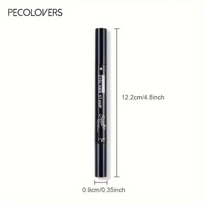 [Black Liquid Eyeliner] Black Liquid Eyeliner Pen | 2-in-1 Double-Headed Moon Stamp Design, Quick Dry, Non-Smudge, Waterproof, Long-Lasting Eye Makeup, Precision Eyeliner Application, Innovative Beauty Product