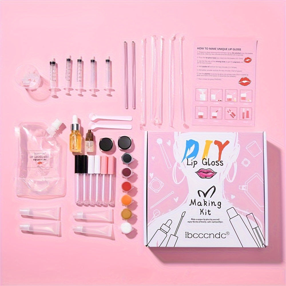 Sparkling DIY Lip Gloss Kit - Create Your Own Long-Lasting, Shimmering Lipstick with Glitter Liquid Makeup Base - Complete Customizable Beauty Set