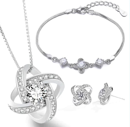 Jewelry Set with Diamonds: Necklace, Bracelet, Earrings