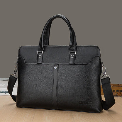 Men's Leather Briefcase - Portable Multifunction Work Bag