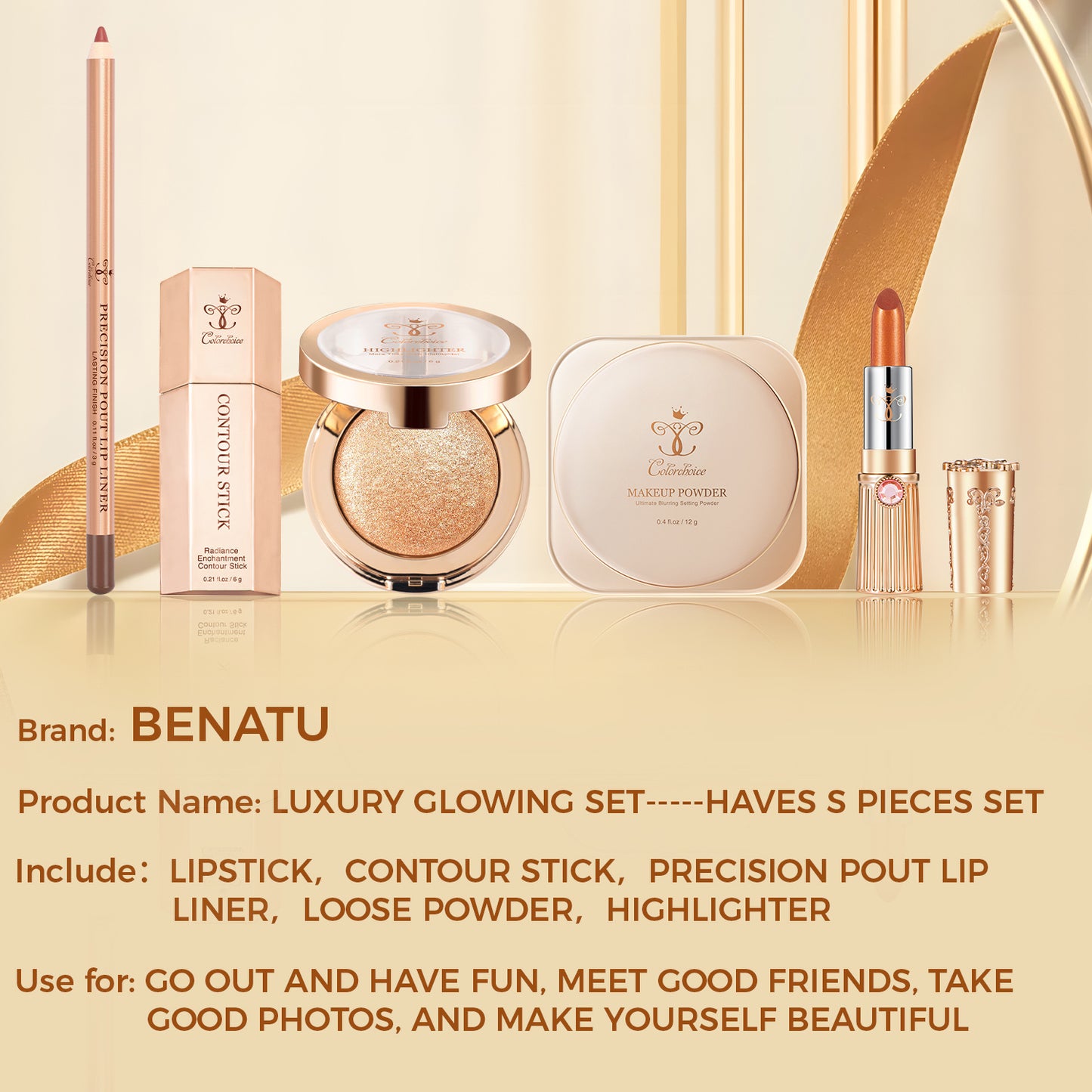 Ideal Gift For Women-Charm Beauty Essentials: Flawless Daily Makeup Finish 5-Piece Set