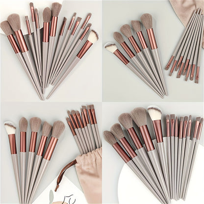 Synthetic Fibers Makeup Brush Set - Professional Foundation, Concealer, Eye Shadow, Blending Brushes - Manual Use, Plastic Handle Beauty Tools For Flawless Makeup Application
