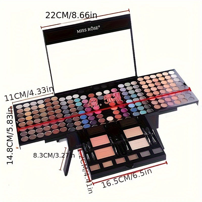 180-Color Piano Eyeshadow & Makeup Artistry Kit - Luxurious Blush, Contour, Foundation & Liquid Eyeliner Set - Portable, Smudge-Proof, Ideal Gift for Womens Beauty Collection