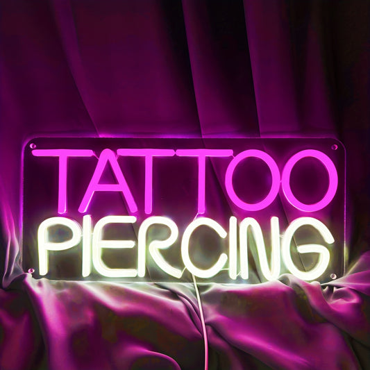 TATTOO Neon Sign Light Salon Studio Shop Plaque Pink LED Wall Art Decor Sign for Body Piercing Business Stores Beauty SPA for Man Cave Garage Office Birthday Gift Indoors 5V USB 15.8in, Garage Office, Birthday Gift
