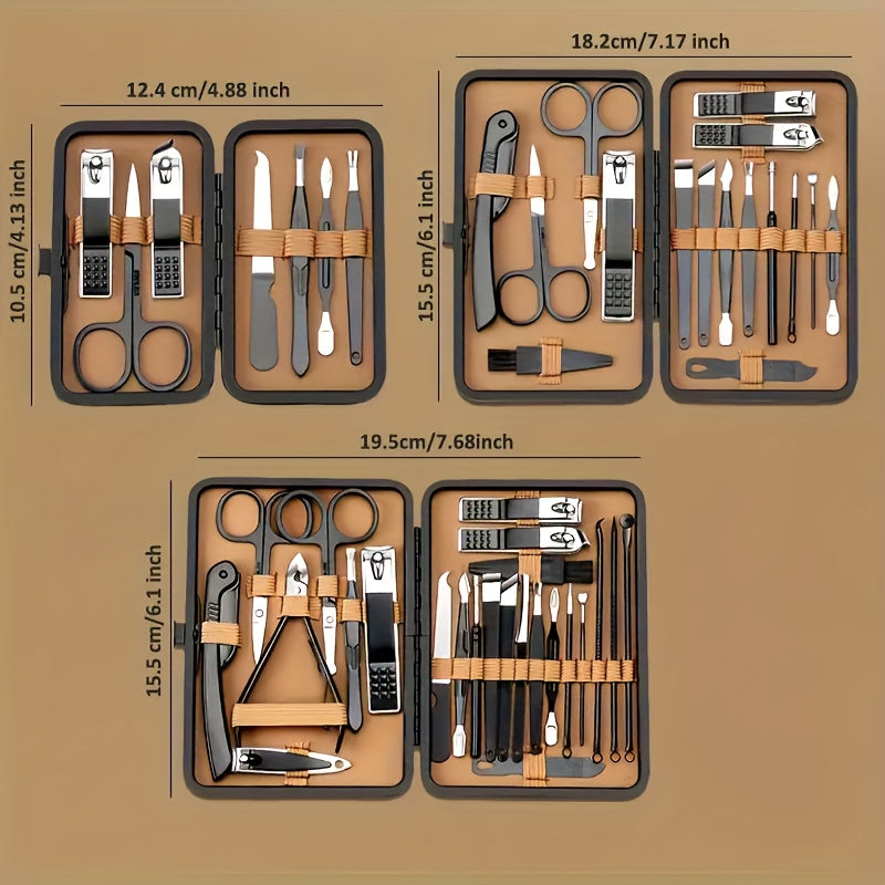 16pcs luxury stainless steel nail and foot repair kit, professional nail clippers, scissors and beauty tools with portable box, fragrance-free, perfect for care, a perfect gift for men and women