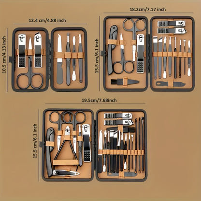 16pcs luxury stainless steel nail and foot repair kit, professional nail clippers, scissors and beauty tools with portable box, fragrance-free, perfect for care, a perfect gift for men and women