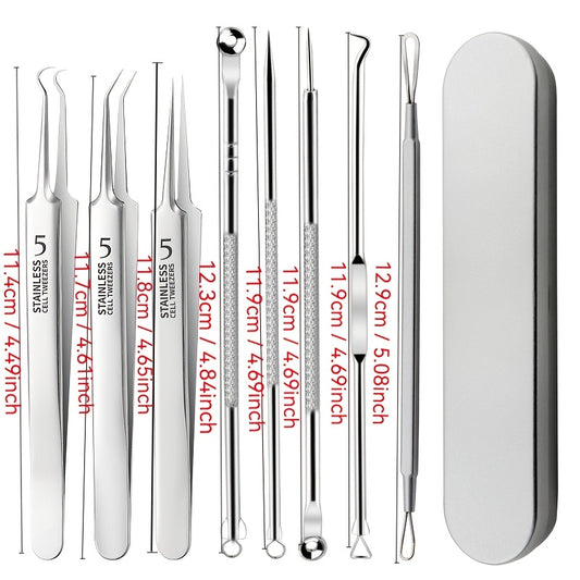 8pcs Stainless Steel Blackhead & Acne Removal Tool Set - Professional Salon Quality Beauty Tools for Flawless Skin, Fragrance-Free, Suitable for All Skin Types