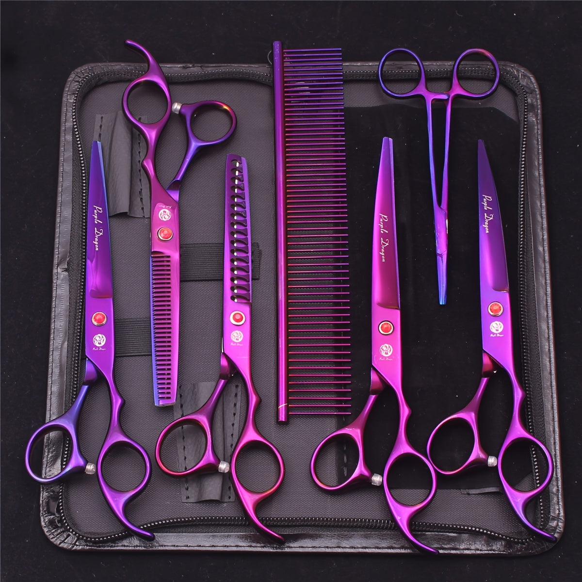 7pcs Professional Pet Grooming Scissors Set - Stainless Steel, Right-Handed Dog Beauty Shears with Thinning & Cutting Options