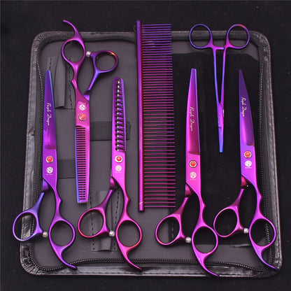 7pcs Professional Pet Grooming Scissors Set - Stainless Steel, Right-Handed Dog Beauty Shears with Thinning & Cutting Options