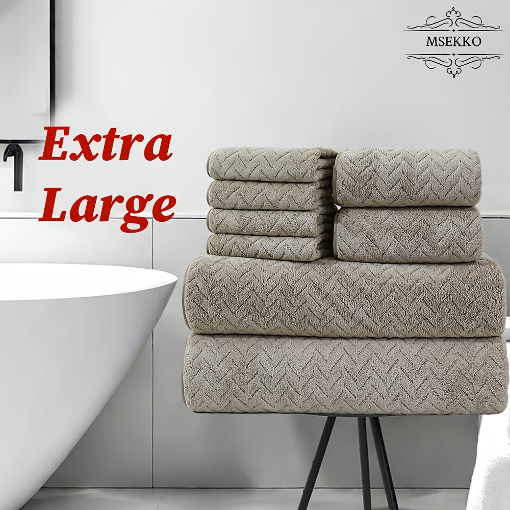 [High Quality Bath Towels] 8pcs Extra Large Bath Towels Set - High Quality 400GSM Microfiber Material - Including 4 Washcloths + 2 Hand Towels + 2 Bath Sheets Towels, Good Water Absorption, Beauty Makeup Accessories, Bathroom