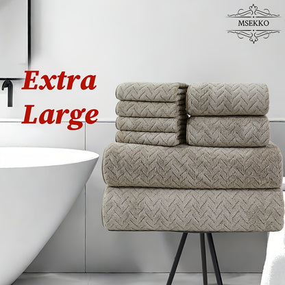 [High Quality Bath Towels] 8pcs Extra Large Bath Towels Set - High Quality 400GSM Microfiber Material - Including 4 Washcloths + 2 Hand Towels + 2 Bath Sheets Towels, Good Water Absorption, Beauty Makeup Accessories, Bathroom