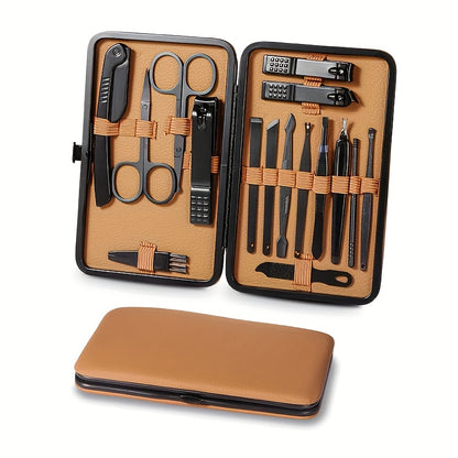 16pcs luxury stainless steel nail and foot repair kit, professional nail clippers, scissors and beauty tools with portable box, fragrance-free, perfect for care, a perfect gift for men and women