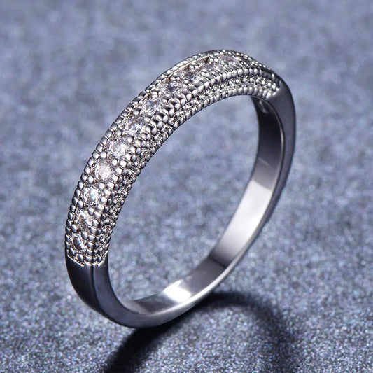 Zirconia Inlaid Ring - Wedding Fashion Jewelry