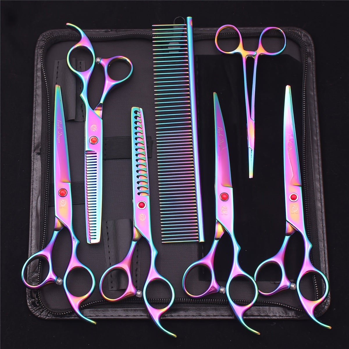 7pcs Professional Pet Grooming Scissors Set - Stainless Steel, Right-Handed Dog Beauty Shears with Thinning & Cutting Options