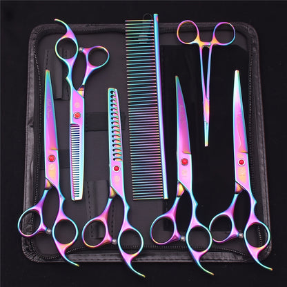 7pcs Professional Pet Grooming Scissors Set - Stainless Steel, Right-Handed Dog Beauty Shears with Thinning & Cutting Options
