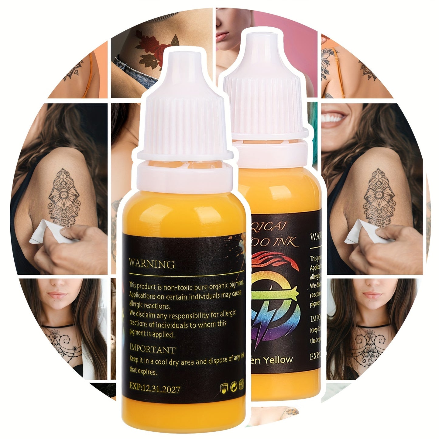 14 color ink set, 14 pigment ink 0.5 oz (about 14.2 grams)15 ml/bottle, suitable for 3D makeup beauty skin body art, pigment ink set for professionals and enthusiasts (14 colors, black, red, white, etc.)