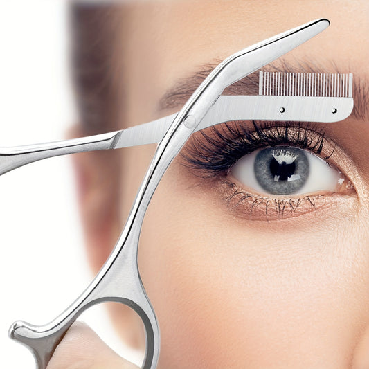 Eyebrow Trimmer Scissors with Comb Ladies Ladies Men Hair Removal Beauty Shaping Stainless Steel Eyebrow Makeup Remover Tool - Facial Care Gift for Mom