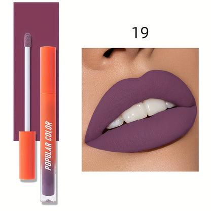 Beauty Matte Lip Gloss Glitter 19 Colors Long Lasting Moisturizing Liquid Makeup Rouge Lip Glaze Cosmetic, Liquid Lipstick, Lip Makeup For Music Festival