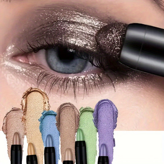6-Piece Waterproof Eyeshadow Pencil Kit: Matte & Glitter Shades, Long-Wearing Twist-Up Set – Effortless Beauty On-The-Go