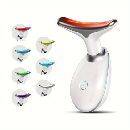 Face and Neck Massager, Beauty Instrument with 7 Colour Modes Vibrating Massager, Beauty Tools for Women and Girls, Birthday and Valentine's Day Gifts