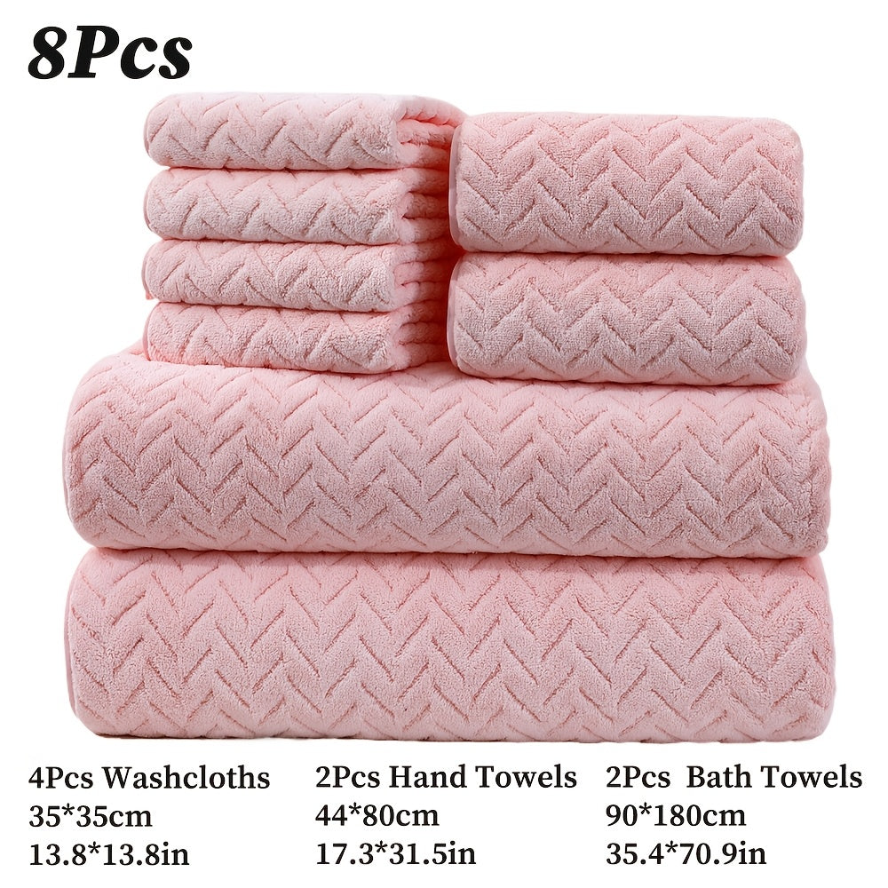 [High Quality Bath Towels] 8pcs Extra Large Bath Towels Set - High Quality 400GSM Microfiber Material - Including 4 Washcloths + 2 Hand Towels + 2 Bath Sheets Towels, Good Water Absorption, Beauty Makeup Accessories, Bathroom