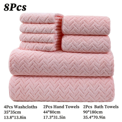 [High Quality Bath Towels] 8pcs Extra Large Bath Towels Set - High Quality 400GSM Microfiber Material - Including 4 Washcloths + 2 Hand Towels + 2 Bath Sheets Towels, Good Water Absorption, Beauty Makeup Accessories, Bathroom