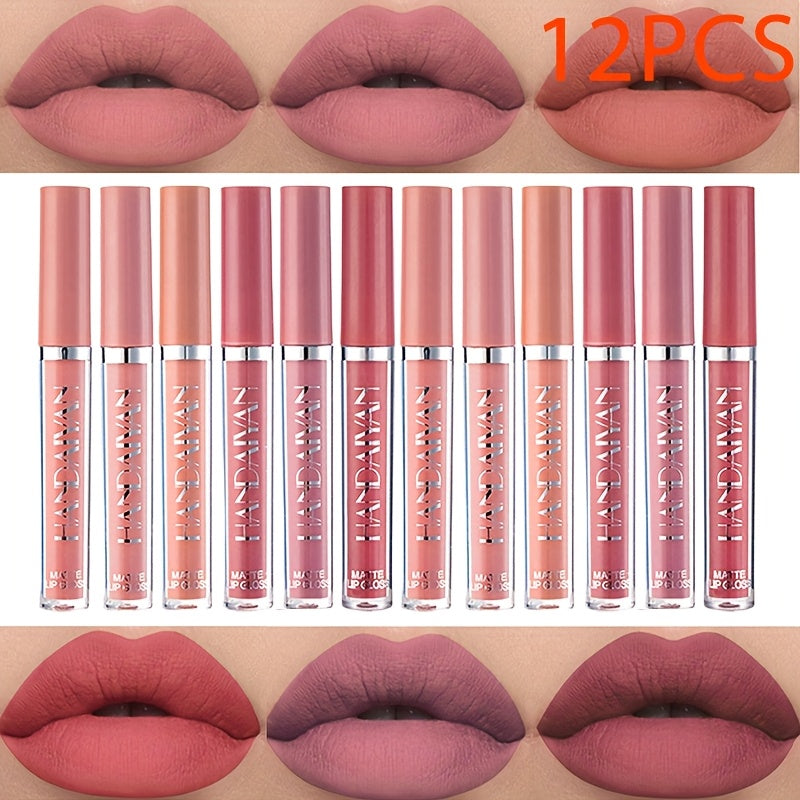 12 Pcs Matte Lipstick Set, Lip Stick Long Lasting Waterproof, Matte Lipstick for Women, Soft Matte Finish for Velvety Smooth Lips, Highly Pigmented, Non-Sticky, for Casual Attire, Parties Makeup, Perfect Gift for Beauty Lover