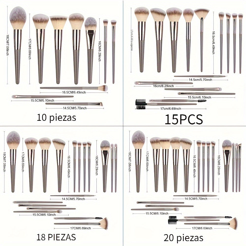 [10/15/18/20pcs Luxurious Makeup Brush Set] Luxurious 10/15/18/20pcs Makeup Brush Set - Premium, Multi-Function Beauty Tools for Flawless Foundation, Eyelash, Eyebrow & Eyeshadow Application - Ideal Gift for Christmas, Hallow