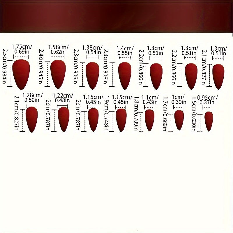 24pcs Press-On Nail Set, Medium Length Almond Shape, Matte Red with Black Floral Relief, Elegant False Nails with Jelly Glue and Nail File, Beauty & Personal Care, Nail Art Accessories