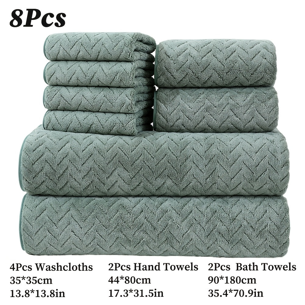 [High Quality Bath Towels] 8pcs Extra Large Bath Towels Set - High Quality 400GSM Microfiber Material - Including 4 Washcloths + 2 Hand Towels + 2 Bath Sheets Towels, Good Water Absorption, Beauty Makeup Accessories, Bathroom