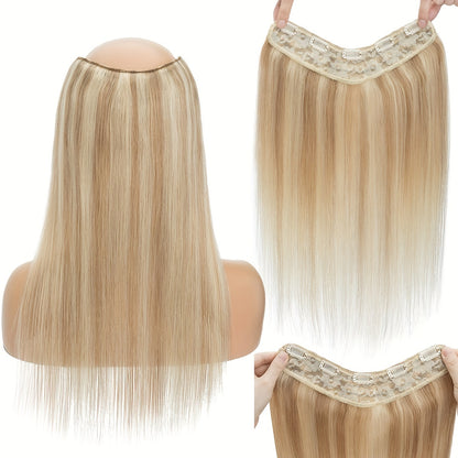 V-Shaped Real Remy Clip In Human Hair Extensions One Piece 3/4 Full Head Weft Straight Hair Human Hair With Seamless Weft Silky Straight For Women