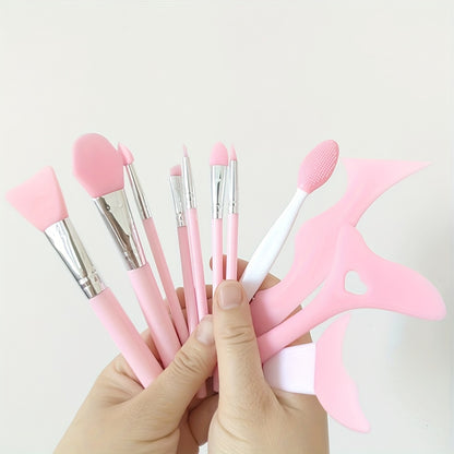 1 set of 11 silicone makeup mask brushes beauty tools + multi-functional eye makeup auxiliary tools nose brush blackhead brush silicone beauty ruler lazy person makeup auxiliary ruler eyelash mascara eyeliner eye shadow block