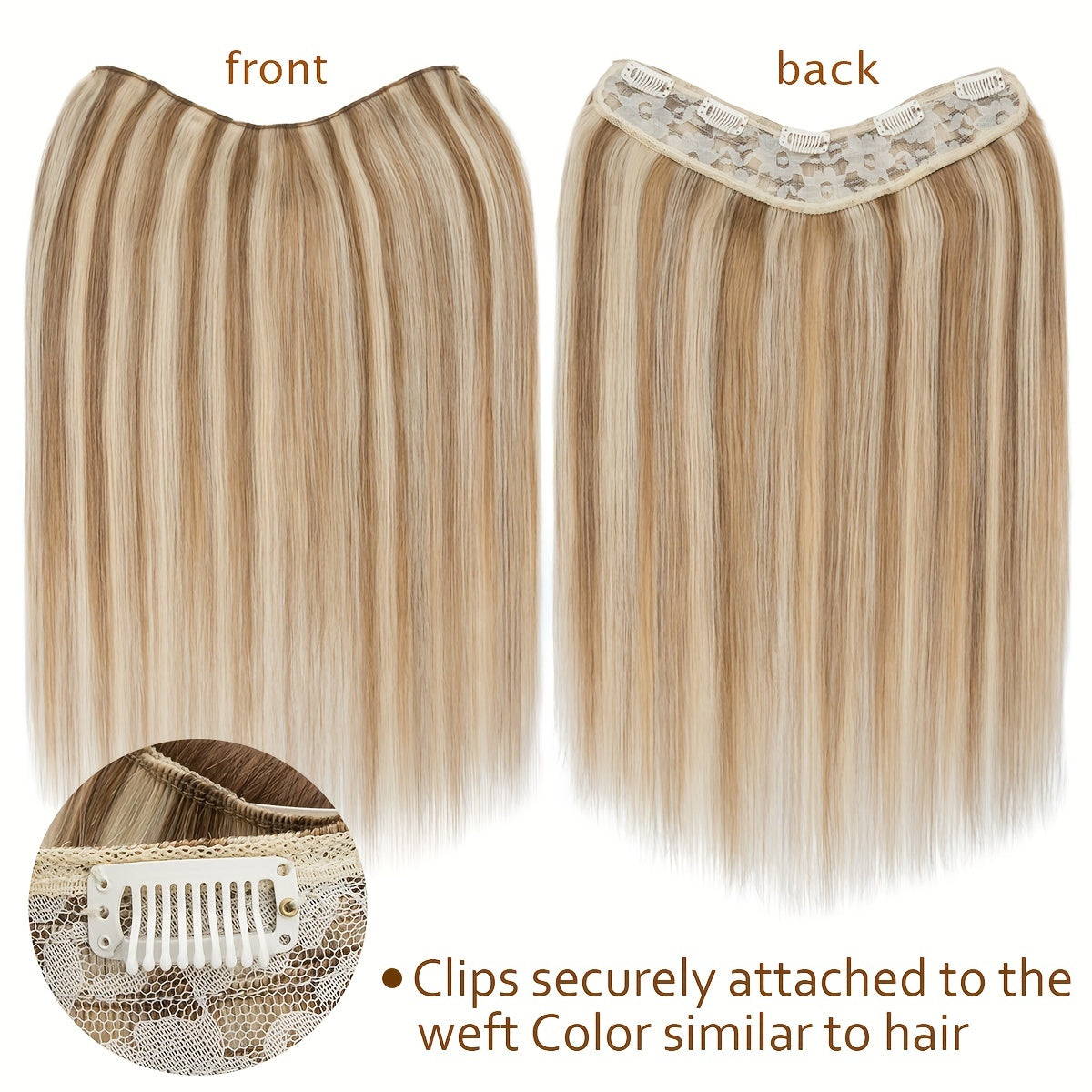 V-Shaped Real Remy Clip In Human Hair Extensions One Piece 3/4 Full Head Weft Straight Hair Human Hair With Seamless Weft Silky Straight For Women