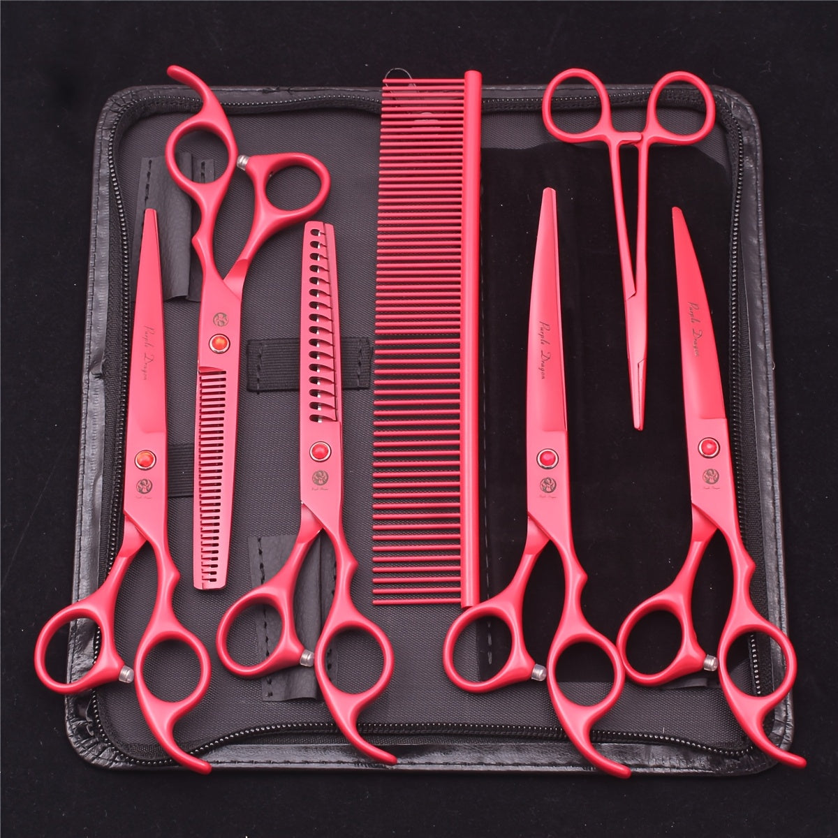 7pcs Professional Pet Grooming Scissors Set - Stainless Steel, Right-Handed Dog Beauty Shears with Thinning & Cutting Options
