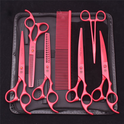 7pcs Professional Pet Grooming Scissors Set - Stainless Steel, Right-Handed Dog Beauty Shears with Thinning & Cutting Options