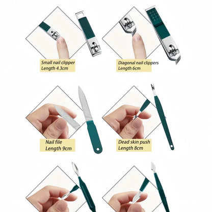 7pcs/10pcs/12pcs/18pcs high-quality beauty and manicure set, German craftsmanship stainless steel nail clipper set, nail clipper set for home use, pedicure tool ear scoop nail clipper set