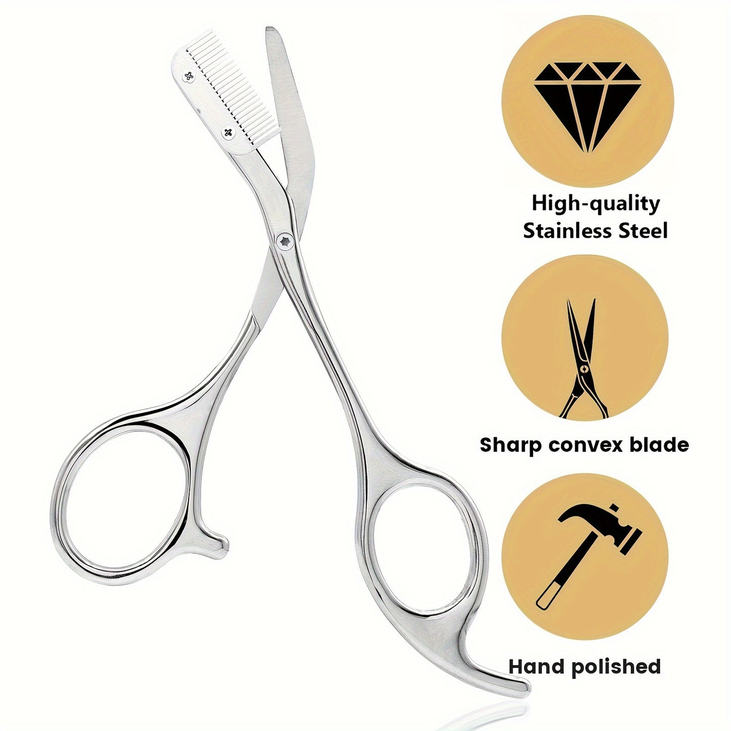 Eyebrow Trimmer Scissors with Comb Ladies Ladies Men Hair Removal Beauty Shaping Stainless Steel Eyebrow Makeup Remover Tool - Facial Care Gift for Mom