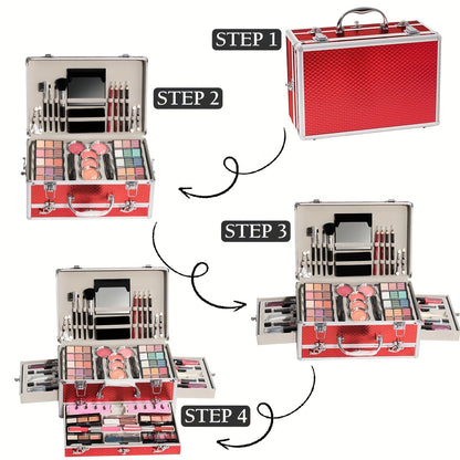 106pcs Professional Makeup Set - The Ultimate All-In-One Beauty Kit with Eyeshadow, Lipstick, Blush, Lip Liner, Makeup Brushes And More - Perfect Gift for Halloween, Music Festivals, Makeup Artists And Beauty Lovers