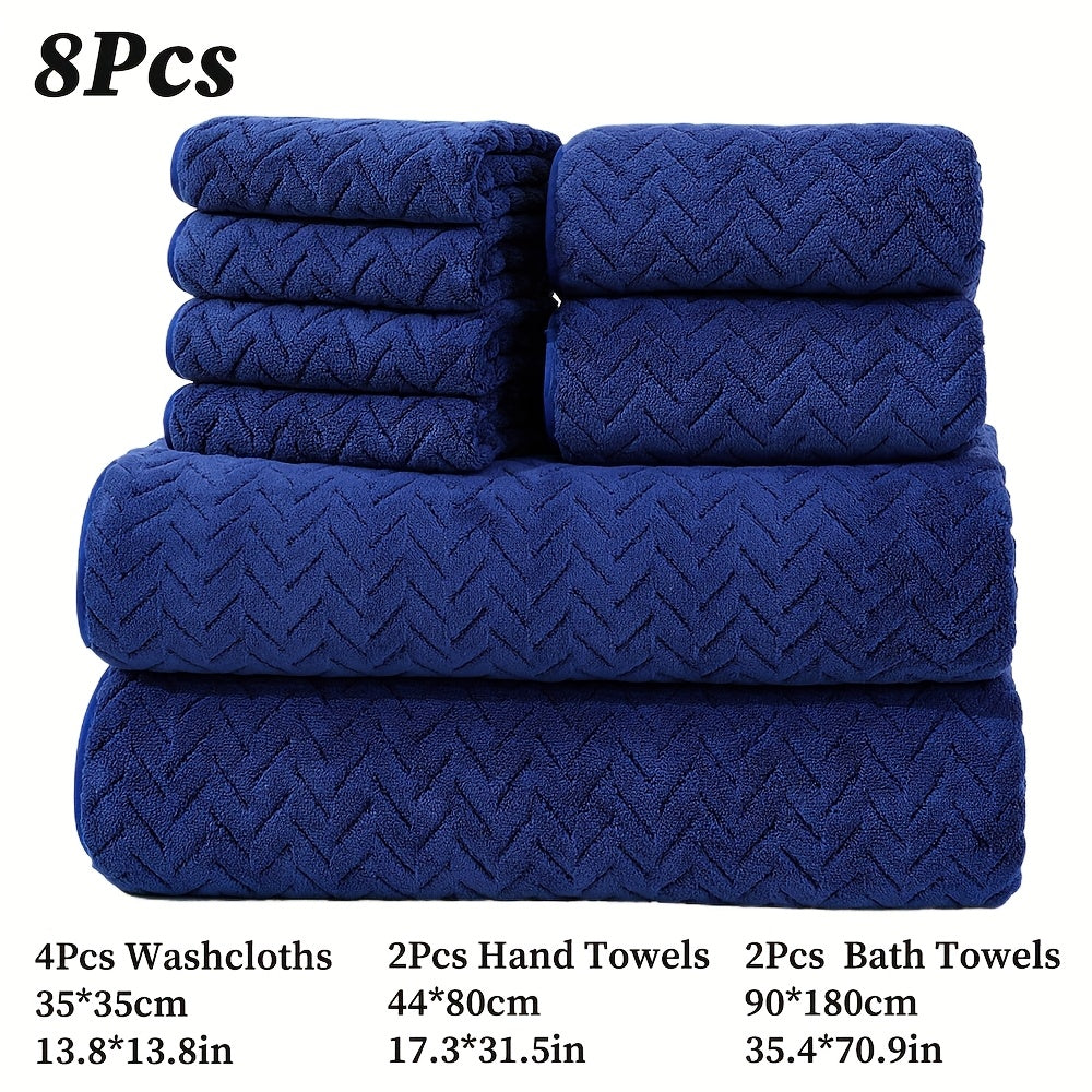 [High Quality Bath Towels] 8pcs Extra Large Bath Towels Set - High Quality 400GSM Microfiber Material - Including 4 Washcloths + 2 Hand Towels + 2 Bath Sheets Towels, Good Water Absorption, Beauty Makeup Accessories, Bathroom