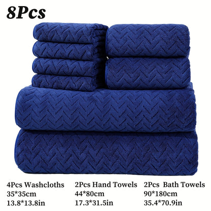 [High Quality Bath Towels] 8pcs Extra Large Bath Towels Set - High Quality 400GSM Microfiber Material - Including 4 Washcloths + 2 Hand Towels + 2 Bath Sheets Towels, Good Water Absorption, Beauty Makeup Accessories, Bathroom