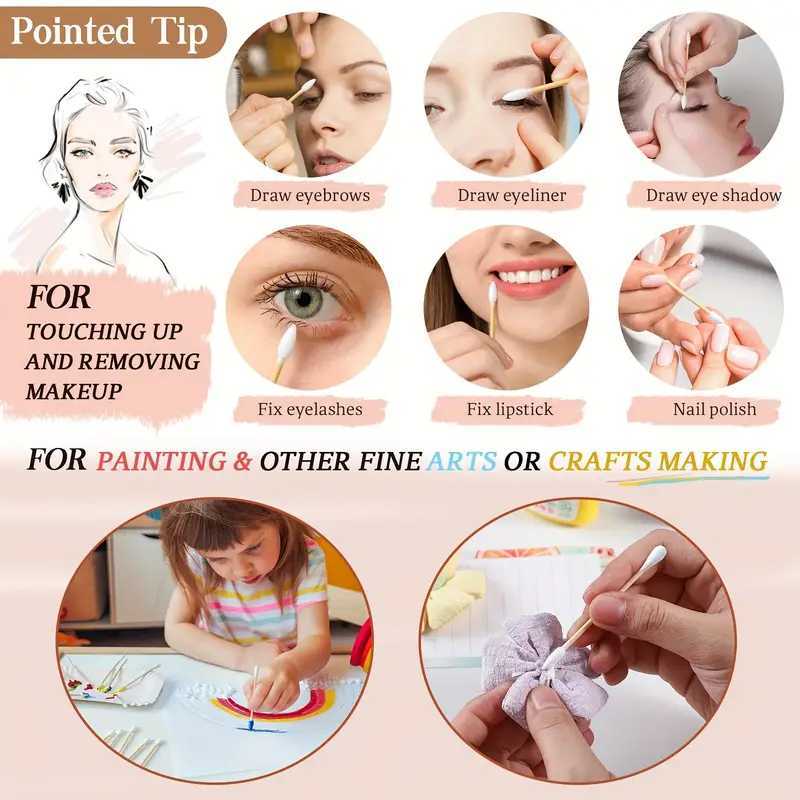 500 Double-Ended Swabs for Ear Cleaning And Makeup - Fragrance-Free, Sanitary Disposable Swabs for Cleaning, Makeup Remover And Beauty Treatments, with Storage Box