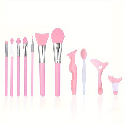 1 set of 11 silicone makeup mask brushes beauty tools + multi-functional eye makeup auxiliary tools nose brush blackhead brush silicone beauty ruler lazy person makeup auxiliary ruler eyelash mascara eyeliner eye shadow block