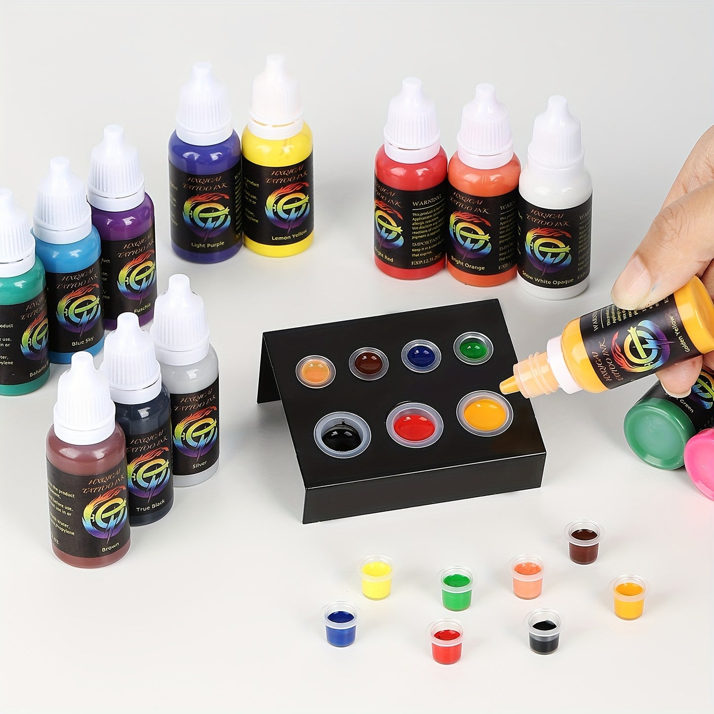 14 color ink set, 14 pigment ink 0.5 oz (about 14.2 grams)15 ml/bottle, suitable for 3D makeup beauty skin body art, pigment ink set for professionals and enthusiasts (14 colors, black, red, white, etc.)