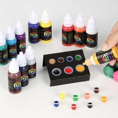 14 color ink set, 14 pigment ink 0.5 oz (about 14.2 grams)15 ml/bottle, suitable for 3D makeup beauty skin body art, pigment ink set for professionals and enthusiasts (14 colors, black, red, white, etc.)