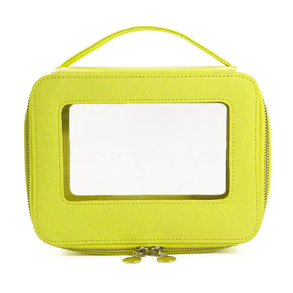 Colorful Saffiano Portable Cosmetic Case Makeup Bag