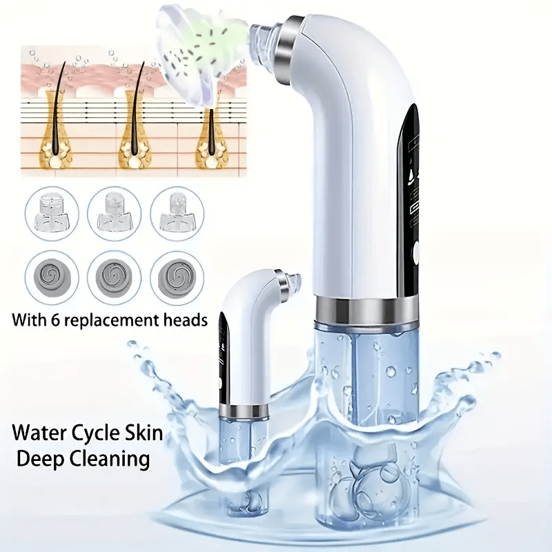 Rechargeable Pore Vacuum Cleaner, Electric Blackhead Remover, Water Circulation Facial Cleaning Tool, Deep Skin Pore Cleaning And Beauty Care, Digital Display, Pore Vacuum Cleaner, Ideal Gift For Christmas, Thanksgiving, New