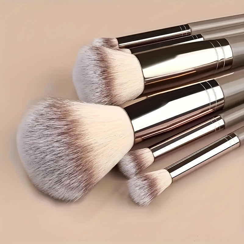 Premium Champagne Golden Makeup Brushes With Travel Portable Case Professional Foundation Blush Eyeshadow Blending Makeup Beauty Tool Christmas Gift Ideal For Women Create Flawless Makeup - Gift Set Mother's Day Gift